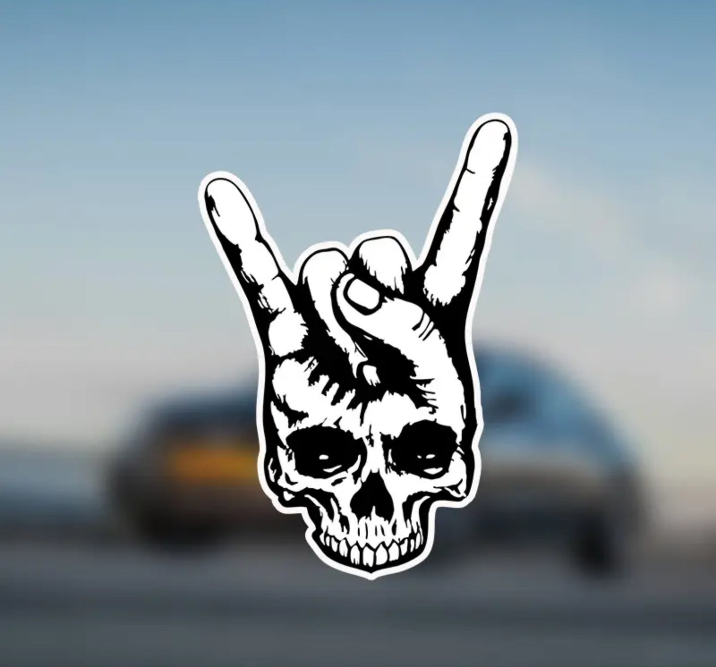 Skull Hand Horns Rock N Roll Heavy Metal Fist Ozzy Window Vinyl Decal Sticker