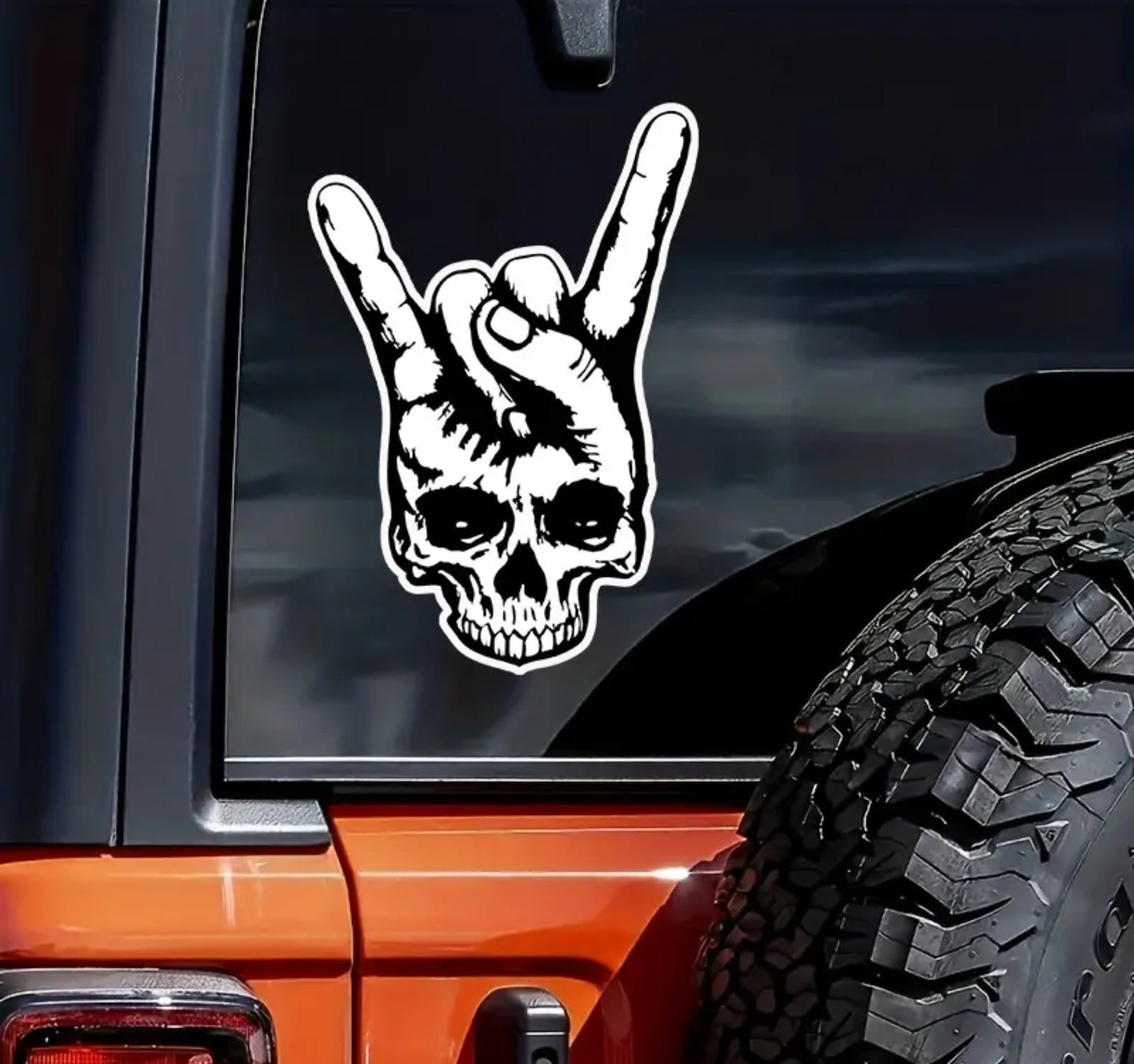 Skull Hand Horns Rock N Roll Heavy Metal Fist Ozzy Window Vinyl Decal Sticker