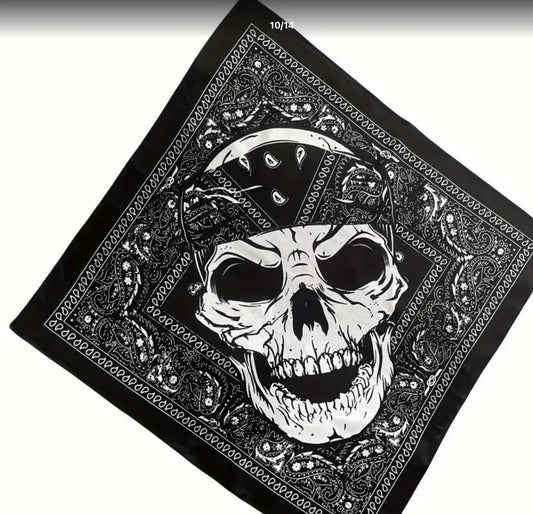 1pc Vintage Skull Print Bandana Scarf for Men - Hip Hop Style Hair Accessory, Perfect Gift Idea